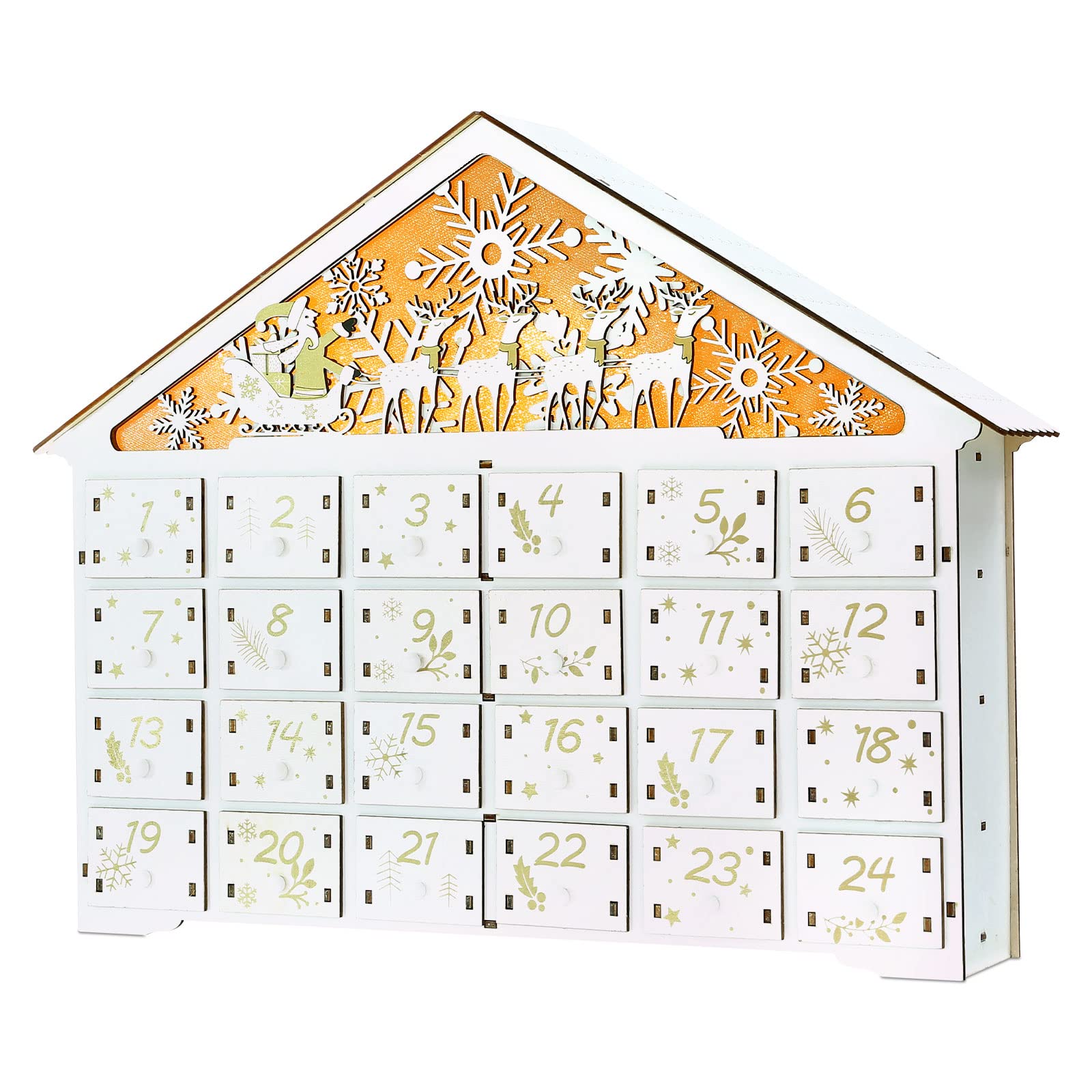 Amazon.co.jp: LEMESO アドベントカレンダー 木製 2024 ライト付き